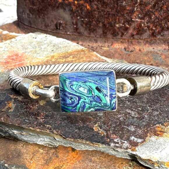 Vintage Mexican Sterling Silver Cable Bangle Bracelet - Picture 1 of 5